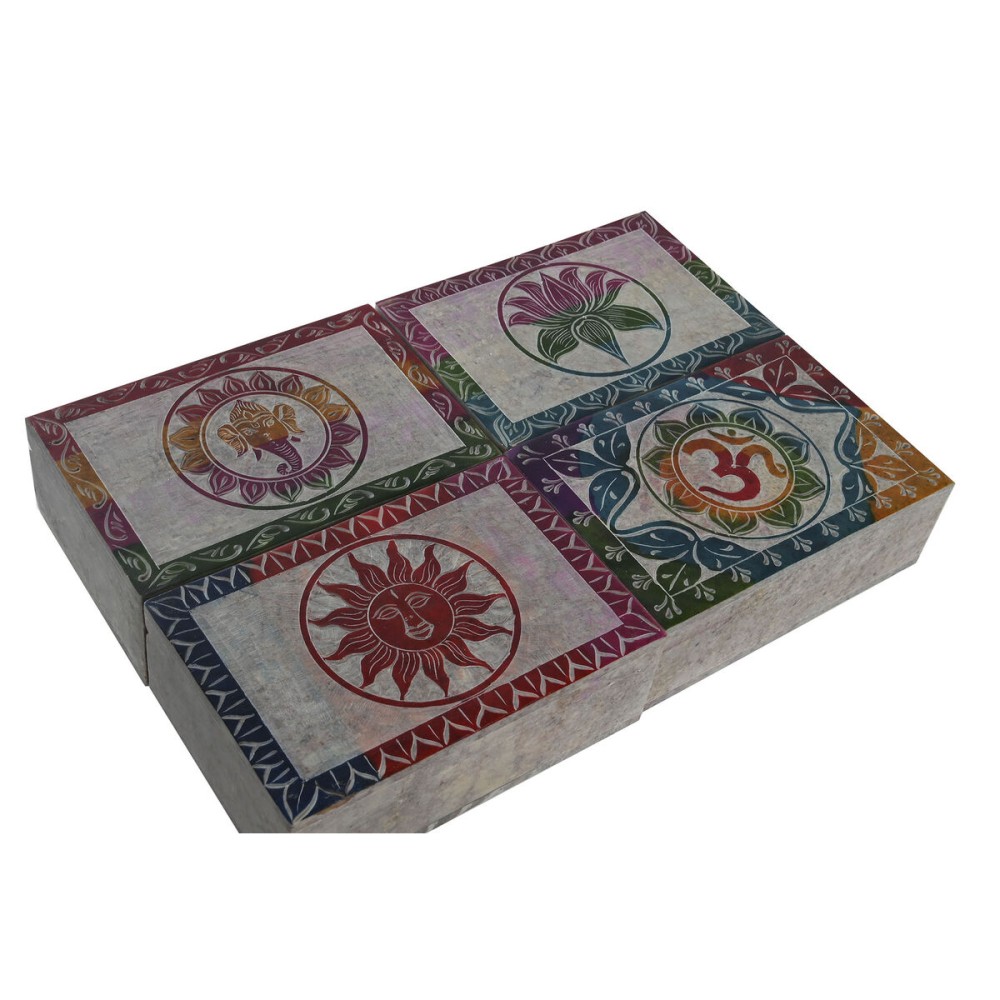 Box-Schmuckkästchen DKD Home Decor Bunt Stein 15 x 10 x 5 cm (4 Stück)