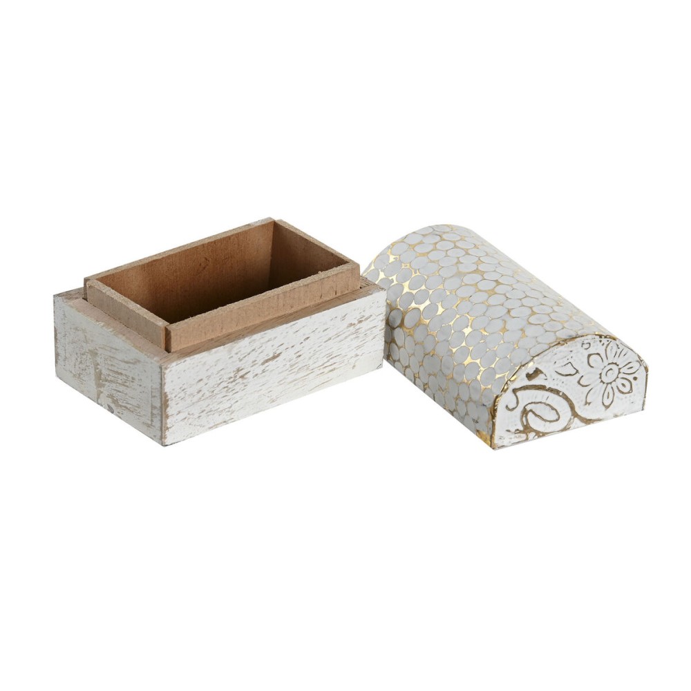 Box-Schmuckkästchen DKD Home Decor Weiß Gold Aluminium Mango-Holz 7,5 x 5,3 x 5,3 cm (6 Stück)