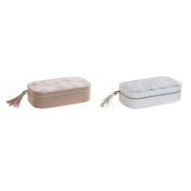 Jewelry box DKD Home Decor Blue Grey Camel Light Pink Polyurethane Mirror 18,5 x 10 x 5 cm (2 Units)