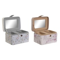 Box-Schmuckkästchen DKD Home Decor Blau Grau Camel Hellrosa Polyurethan Spiegel 17 x 12 x 10 cm (2 Stück)