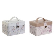 Box-Schmuckkästchen DKD Home Decor Blau Grau Camel Hellrosa Polyurethan Spiegel 17 x 12 x 10 cm (2 Stück)