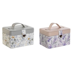 Box-Schmuckkästchen DKD Home Decor Weiß Grau Lila Hellrosa Polyurethan Spiegel 17 x 12 x 10 cm (2 Stück)