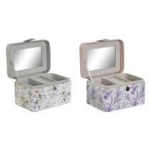 Boîte à bijoux DKD Home Decor Blanc Gris Lila Rose clair Polyuréthane Miroir 17 x 12 x 10 cm (2 Unités)