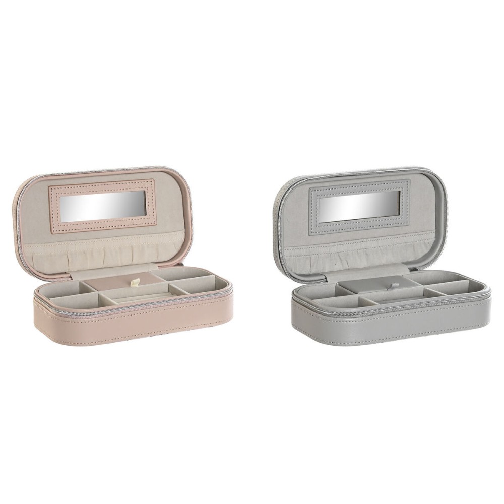 Box-Schmuckkästchen DKD Home Decor Weiß Grau Lila Hellrosa Polyurethan Spiegel 18,5 x 10 x 5 cm (2 Stück)