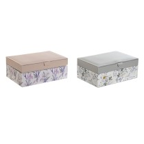 Box-Schmuckkästchen DKD Home Decor Weiß Grau Lila Polyurethan 18 x 12,5 x 7,5 cm (2 Stück)