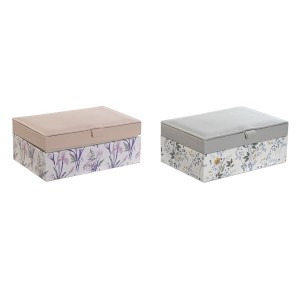 Boîte à bijoux DKD Home Decor Blanc Gris Lila Polyuréthane 18 x 12,5 x 7,5 cm (2 Unités)