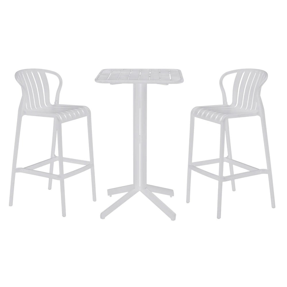 Tisch-Set mit 2 Stühlen Home ESPRIT Weiß Metall Polypropylen 60 x 60 x 102 cm