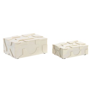 Box-Schmuckkästchen Home ESPRIT Weiß Harz Knochen 18 x 13 x 7,5 cm (2 Stücke)