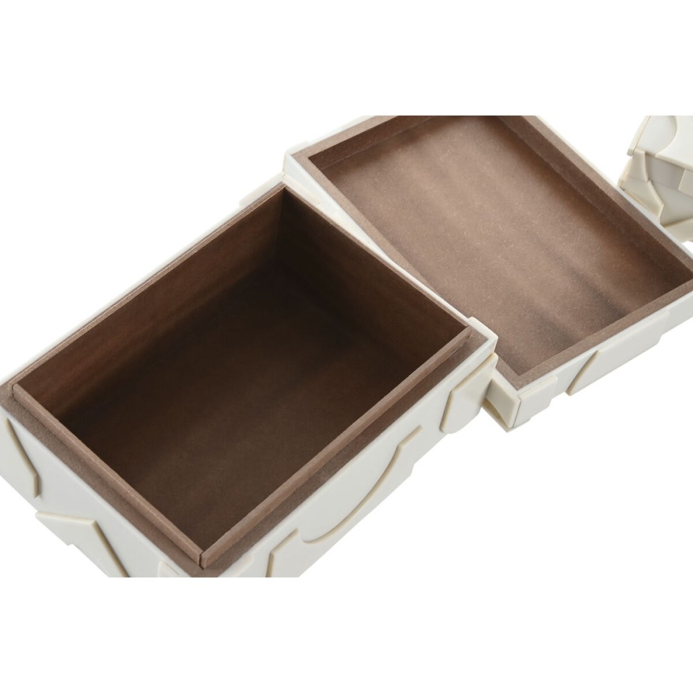 Jewelry box Home ESPRIT White Resin Bone 18 x 13 x 7,5 cm (2 Pieces)