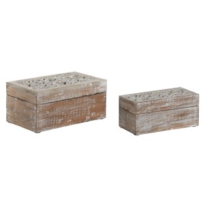 Box-Schmuckkästchen Home ESPRIT Weiß natürlich Mango-Holz (2 Stücke)