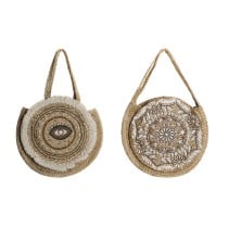 Sac-à-main Femme DKD Home Decor Noir Beige Naturel 36 x 12 x 36 cm (2 Unités)