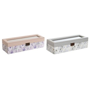 Uhrenbox DKD Home Decor Weiß Grau Lila Hellrosa Kristall 33 x 11 x 9 cm (2 Stück)