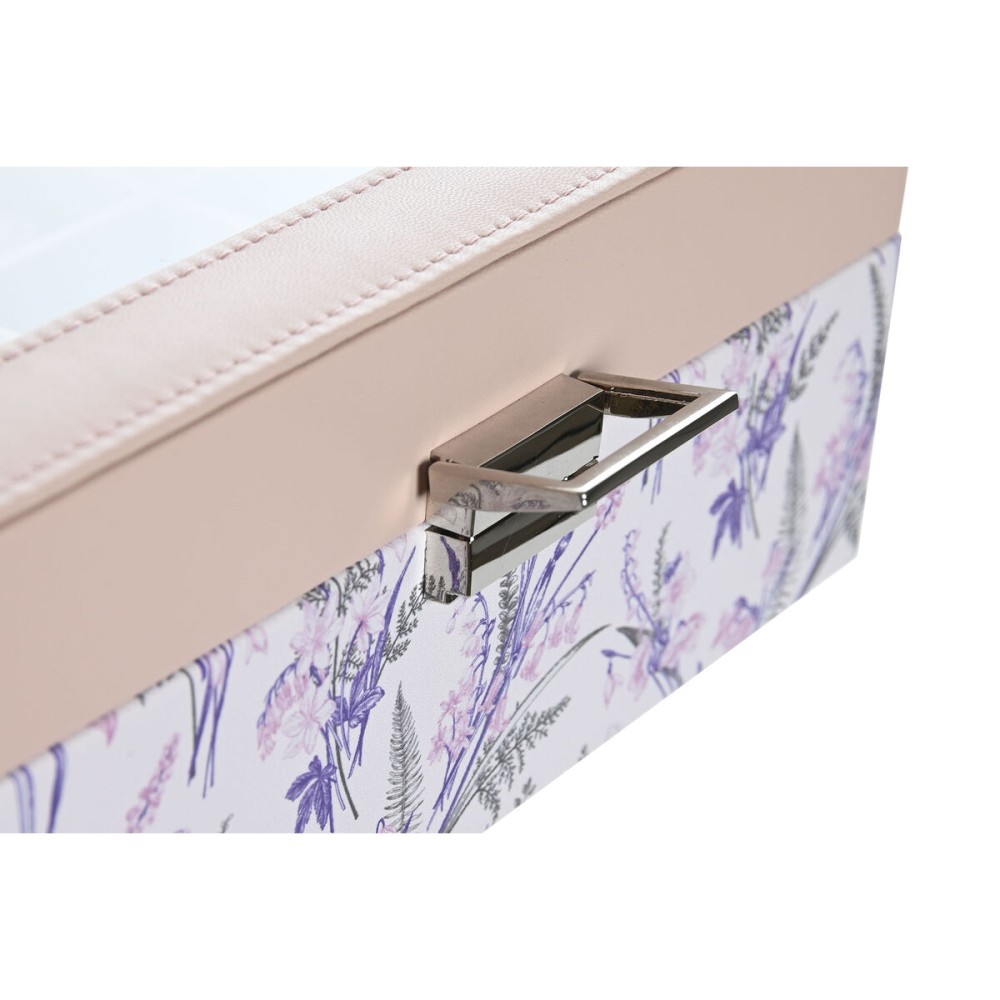 Boîte d'horloge DKD Home Decor Blanc Gris Lila Rose clair PVC Verre 22,5 x 19,5 x 9,5 cm (2 Unités)