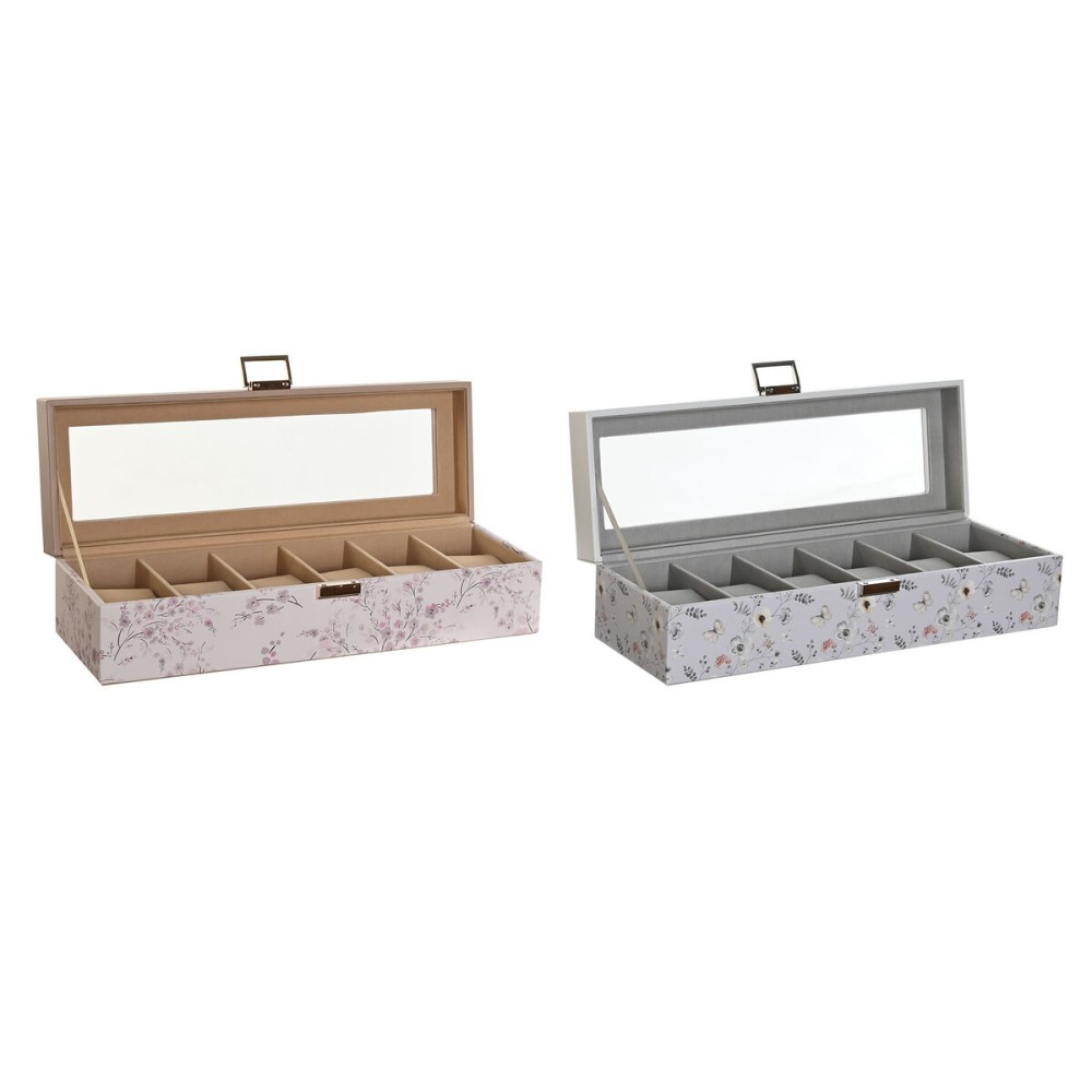 Uhrenbox DKD Home Decor Blau Hellrosa Kristall 33 x 11 x 9 cm (2 Stück)