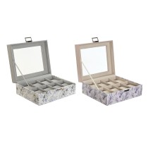 Boîte d'horloge DKD Home Decor Blanc Gris Lila Rose clair PVC Verre 22,5 x 19,5 x 9,5 cm (2 Unités)