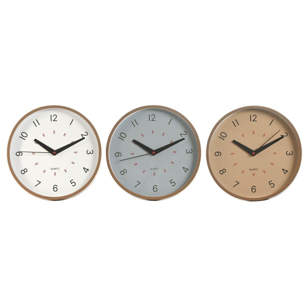 Horloge Murale Home ESPRIT Blanc Beige Gris PVC 30 x 4 x 30 cm (3 Unités)