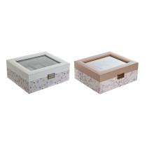 Uhrenbox DKD Home Decor Blau Hellrosa Kristall 22,5 x 19,5 x 9,5 cm (2 Stück)