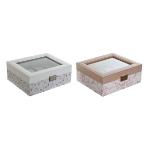 Uhrenbox DKD Home Decor Blau Hellrosa Kristall 22,5 x 19,5 x 9,5 cm (2 Stück)