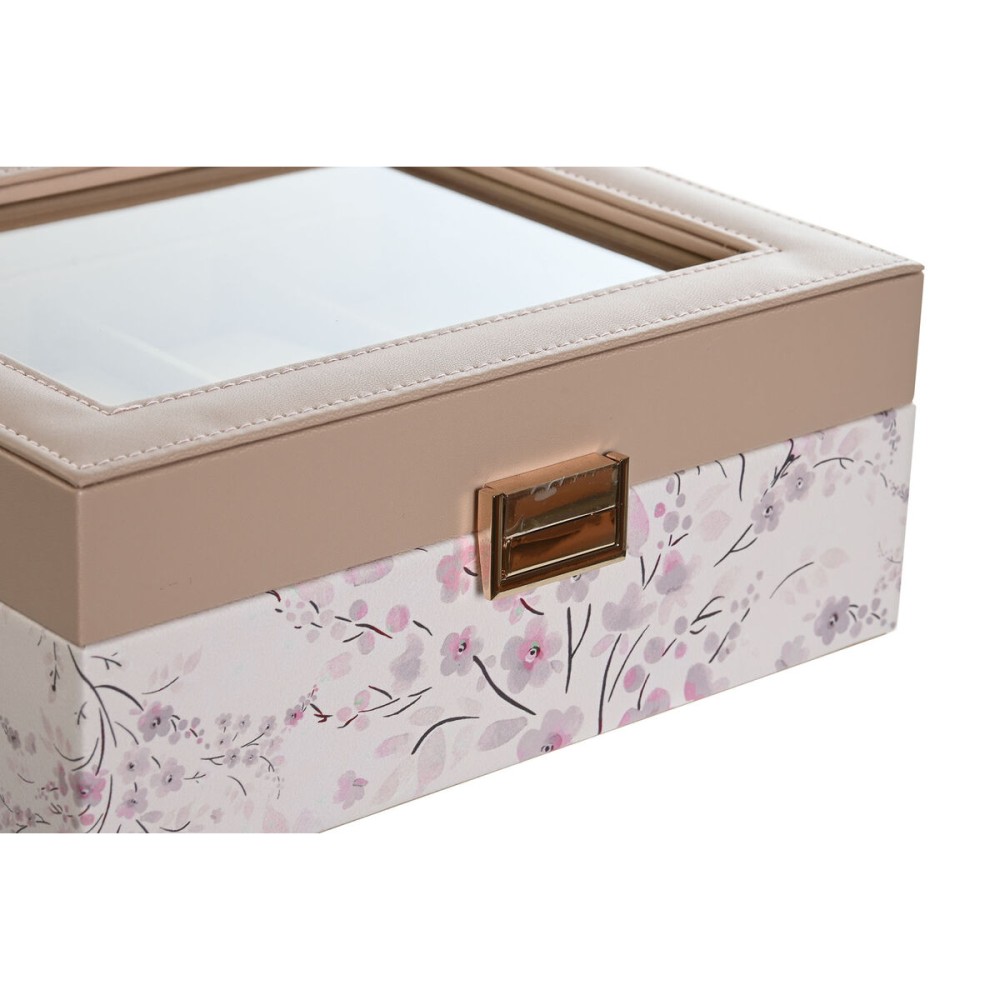 Uhrenbox DKD Home Decor Blau Hellrosa Kristall 22,5 x 19,5 x 9,5 cm (2 Stück)