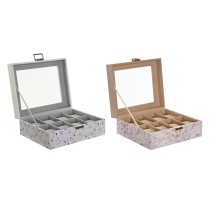 Uhrenbox DKD Home Decor Blau Hellrosa Kristall 22,5 x 19,5 x 9,5 cm (2 Stück)