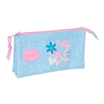 Dreifaches Mehrzweck-Etui BlackFit8 Smile Rosa Hellblau 22 x 12 x 3 cm