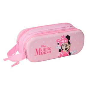 Zweifaches Mehrzweck-Etui Minnie Mouse Rosa 21 x 8 x 6 cm 3D