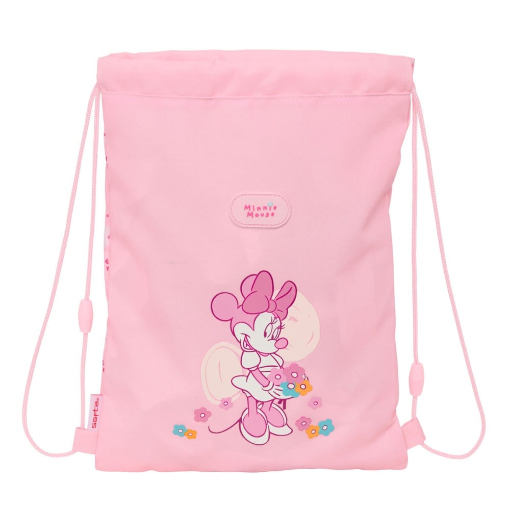 Rucksacktasche mit Bändern Minnie Mouse Baby Rosa 26 x 34 x 1 cm