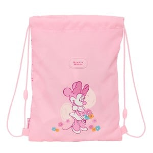 Rucksacktasche mit Bändern Minnie Mouse Baby Rosa 26 x 34 x 1 cm