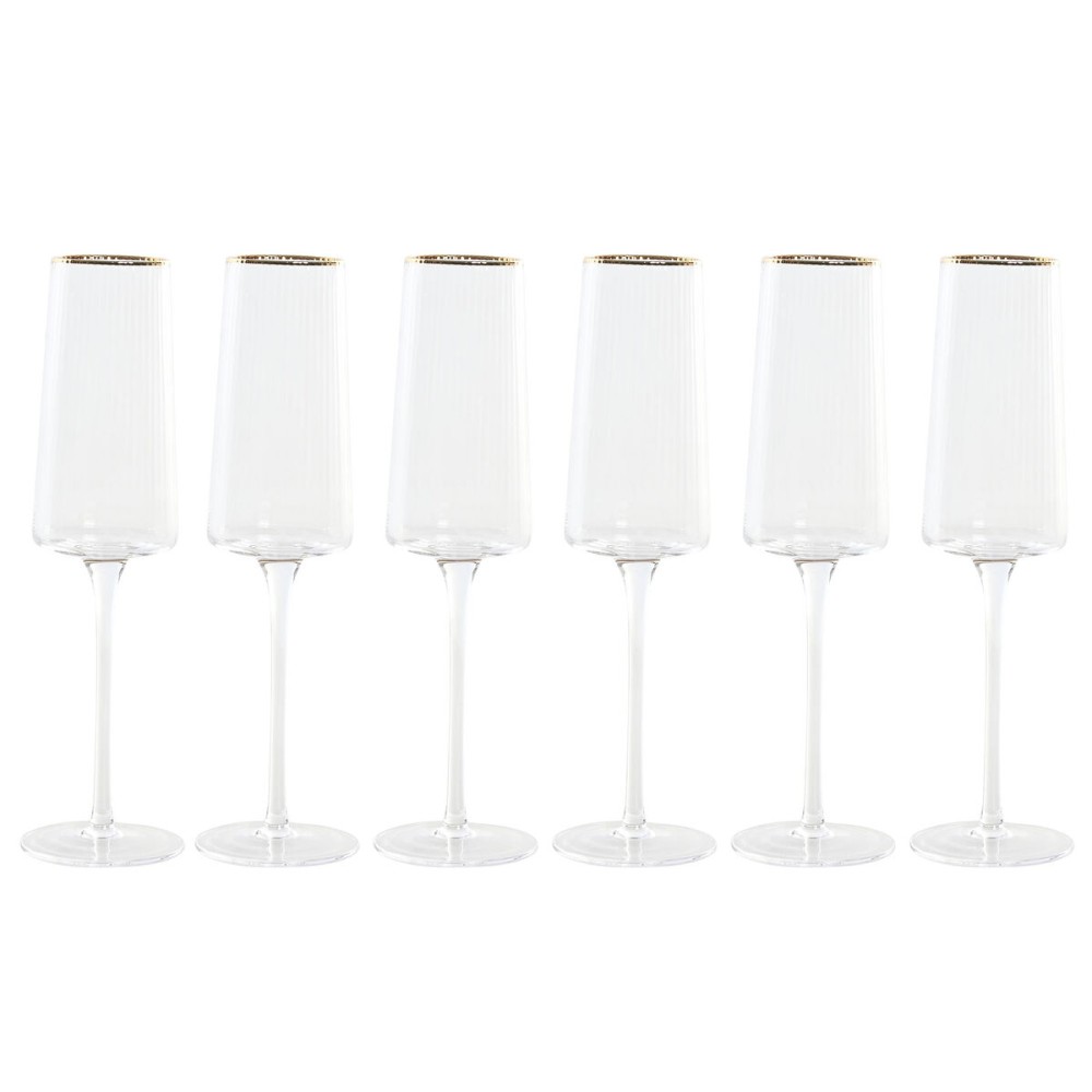 Set de Verres Home ESPRIT Transparent Doré Verre 400 ml (6 Unités)