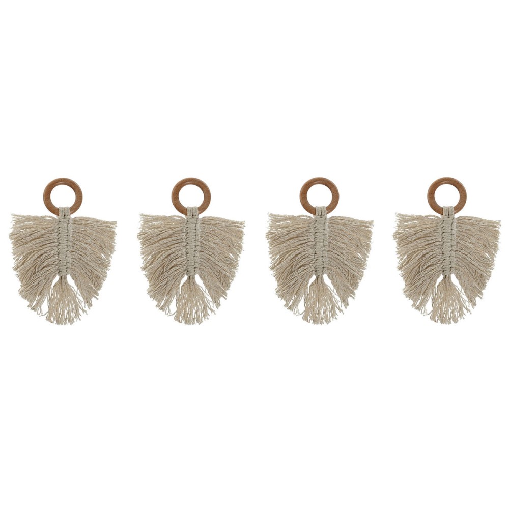 Napkin ring Home ESPRIT Natural Acacia Macrame 13 x 1 x 18 cm 4 Pieces