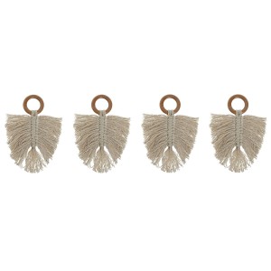 Napkin ring Home ESPRIT Natural Acacia Macrame 13 x 1 x 18 cm 4 Pieces