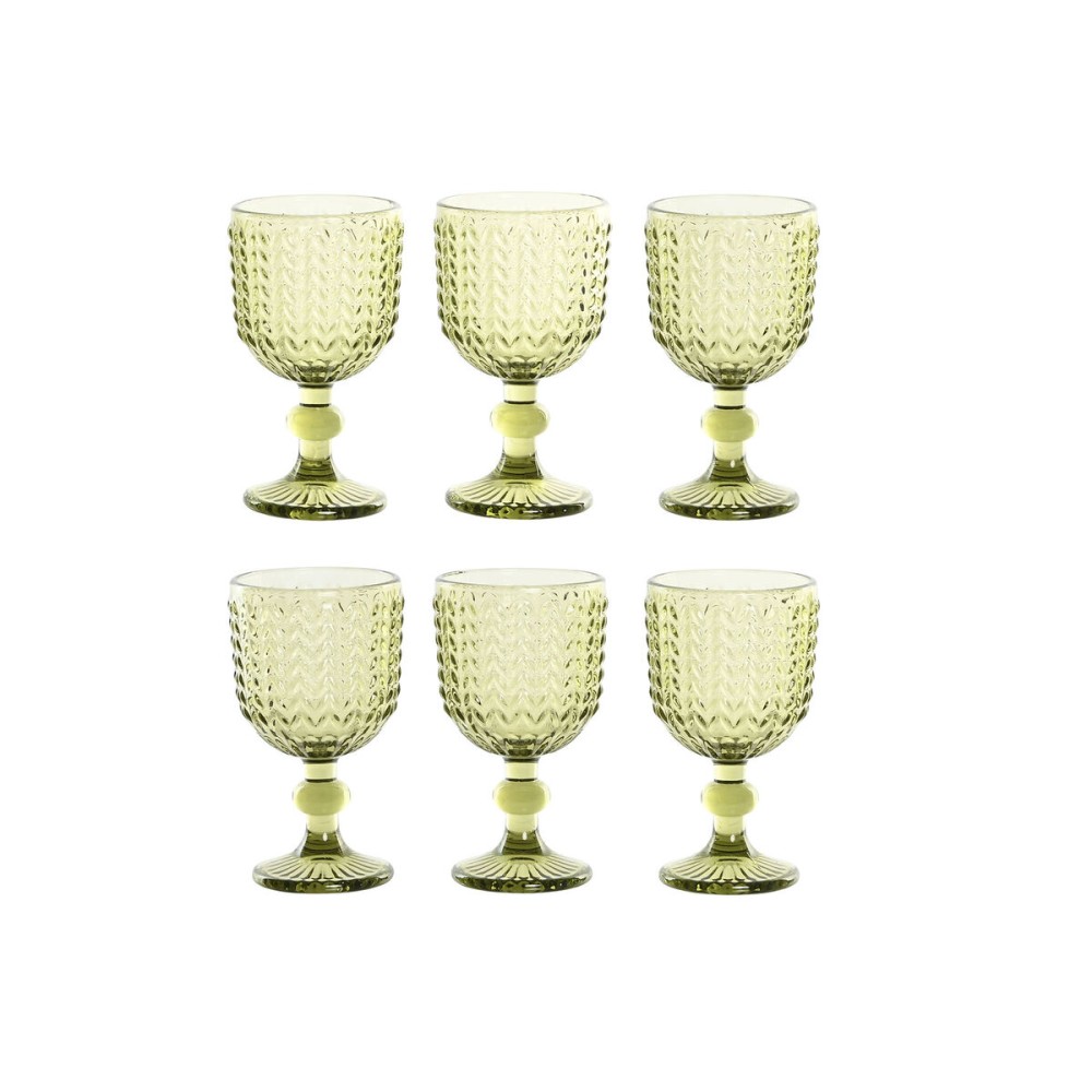 Set de Verres Home ESPRIT Vert Verre 260 ml (6 Unités)