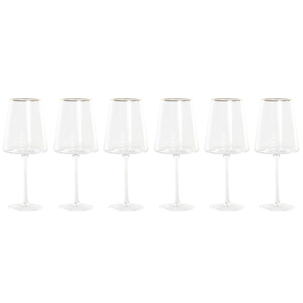 Set de Verres Home ESPRIT Transparent Doré Verre 400 ml (6 Unités)