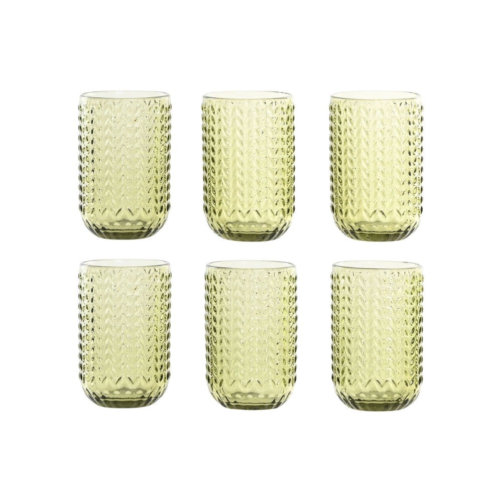 Gläserset Home ESPRIT grün Kristall Mit Relief 420 ml (6 Stück)