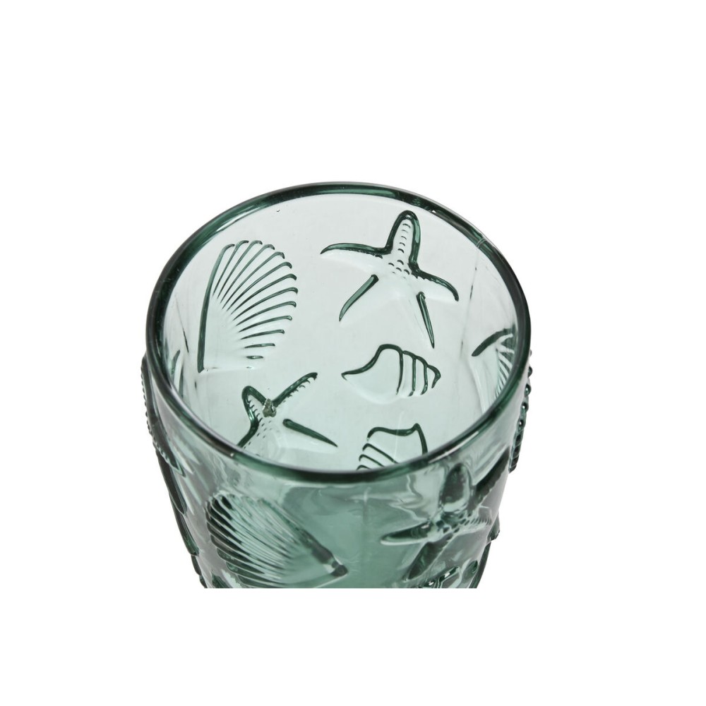 Set de Verres Home ESPRIT Turquoise Verre méditerranéen Avec relief 290 ml (6 Unités)