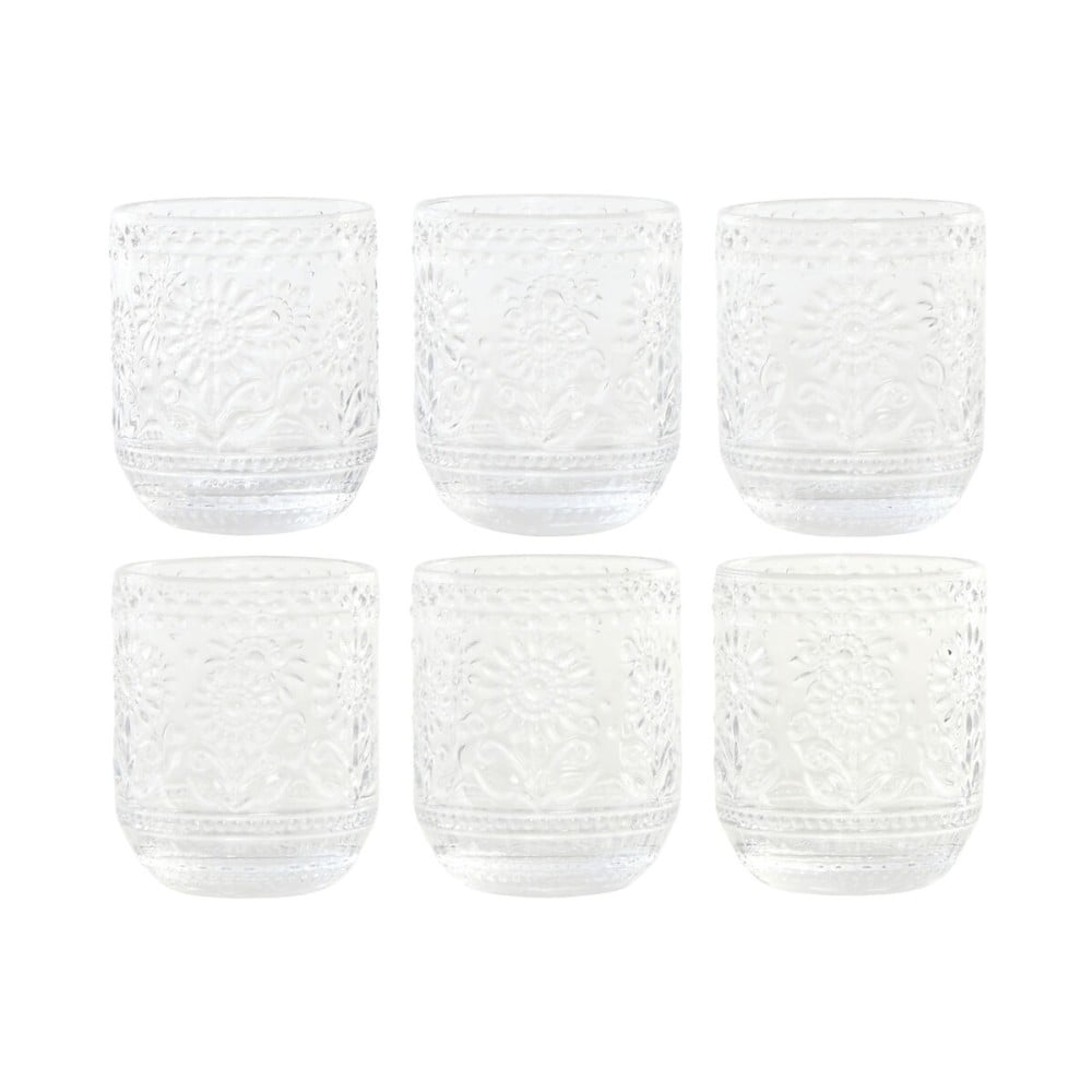 Gläserset Home ESPRIT Durchsichtig Kristall Mit Relief 360 ml (6 Stück)
