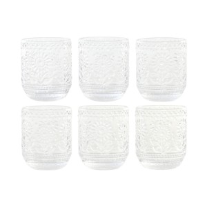 Set de Verres Home ESPRIT Transparent Verre Avec relief 360 ml (6 Unités)