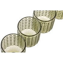Set de Verres Home ESPRIT Vert Verre Avec relief 275 ml (6 Unités)