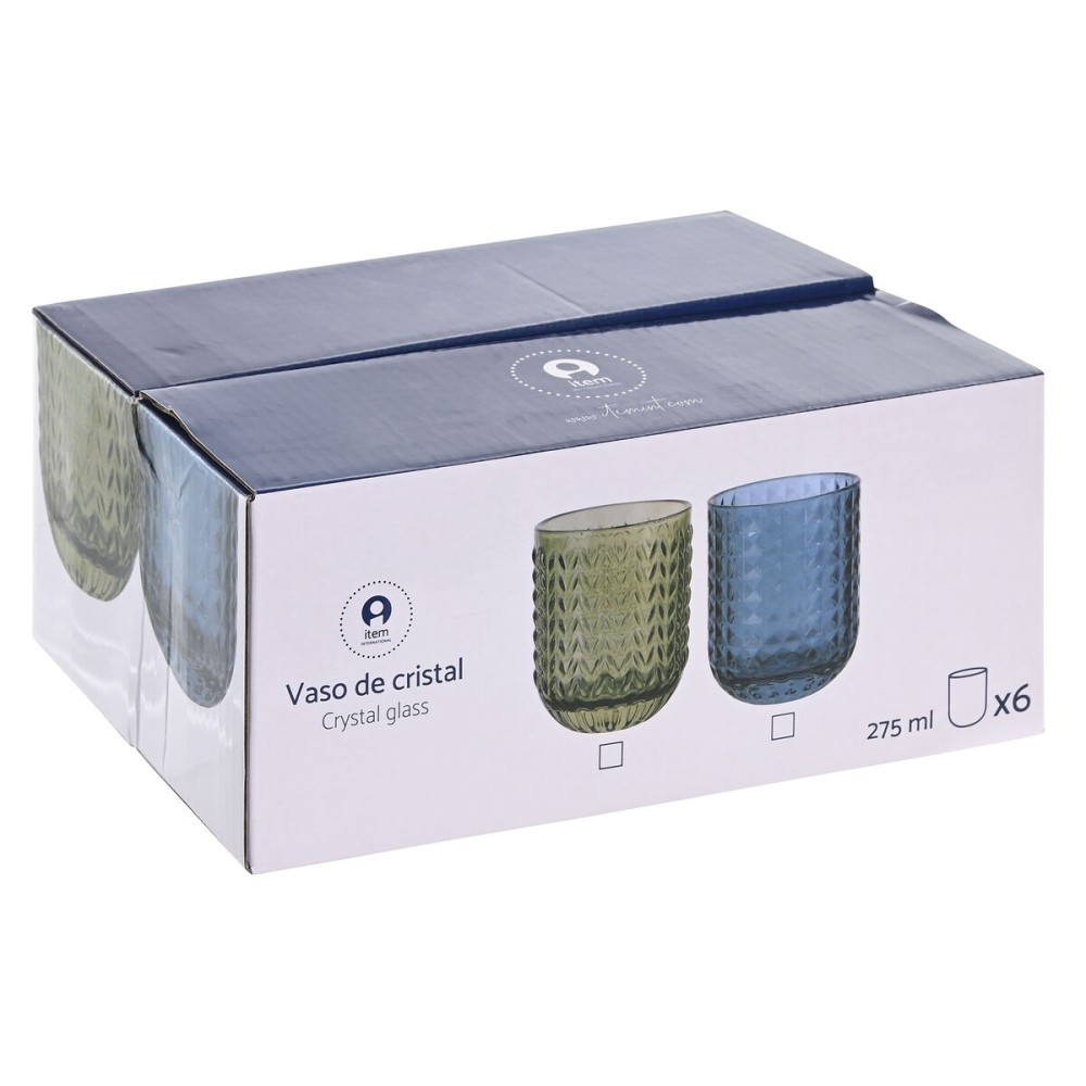 Gläserset Home ESPRIT grün Kristall Mit Relief 275 ml (6 Stück)
