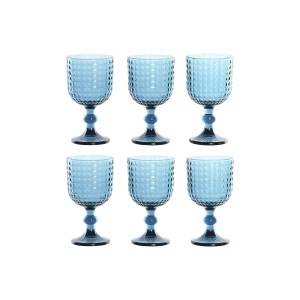 Gläsersatz Home ESPRIT Blau Kristall 380 ml (6 Stück)