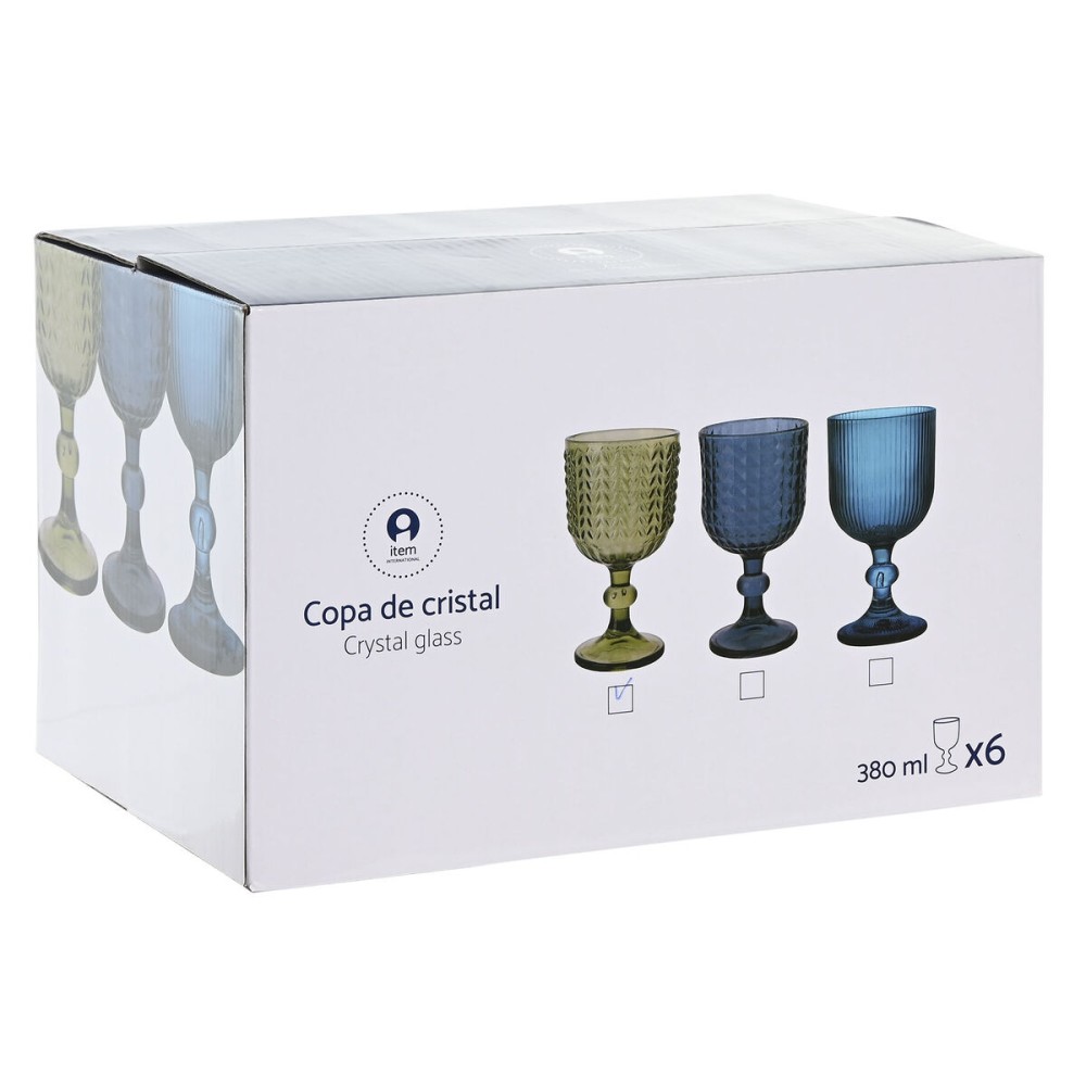 Set de Verres Home ESPRIT Bleu Verre 380 ml (6 Unités)