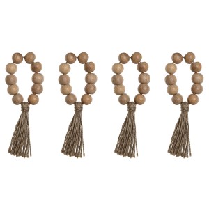 Napkin ring Home ESPRIT Natural Jute Acacia Macrame 7,5 x 2 x 7,5 cm 4 Pieces