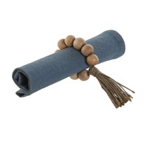Serviettenring Home ESPRIT natürlich Jute Akazienholz Makramee 7,5 x 2 x 7,5 cm 4 Stücke