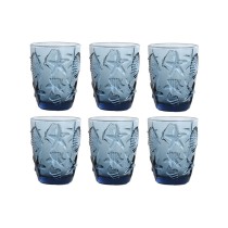 Set de Verres Home ESPRIT Bleu Verre méditerranéen Avec relief 290 ml (6 Unités)