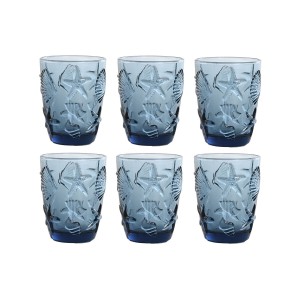 Set de Verres Home ESPRIT Bleu Verre méditerranéen Avec relief 290 ml (6 Unités)