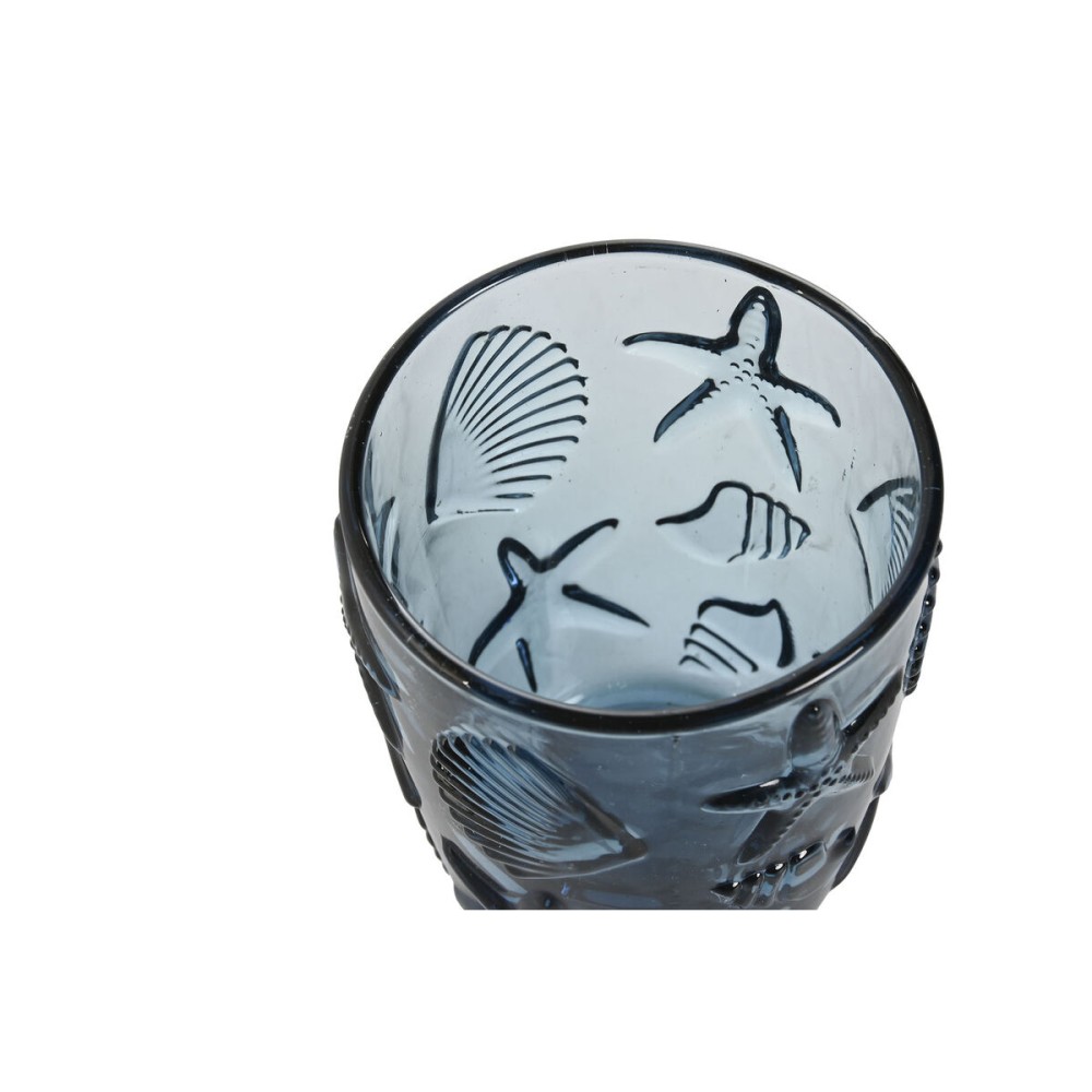 Set de Verres Home ESPRIT Bleu Verre méditerranéen Avec relief 290 ml (6 Unités)