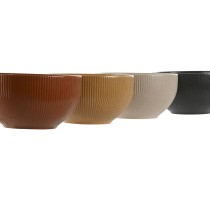 Bol Home ESPRIT Beige Gris Moutarde Terre cuite Grès Scandi 480 ml 14 x 14 x 7,5 cm (4 Unités)