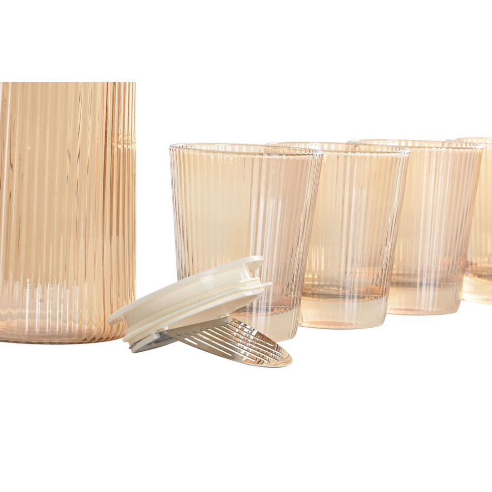 Set de pichets avec verres Home ESPRIT Ambre Verre Borosilicaté 1,25 L