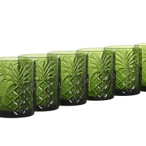 Set de Verres Home ESPRIT Vert Verre Avec relief 300 ml (6 Unités)