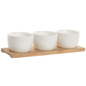 Satz für Appetithäppchen Home ESPRIT Weiß natürlich Urban 28 x 9,6 x 6,2 cm 3 Stücke